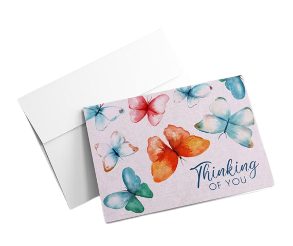 Thinking of you card with butterflies on it