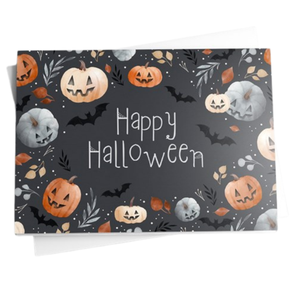 Halloween card with bats and jack-o-lanterns from Brookhollow