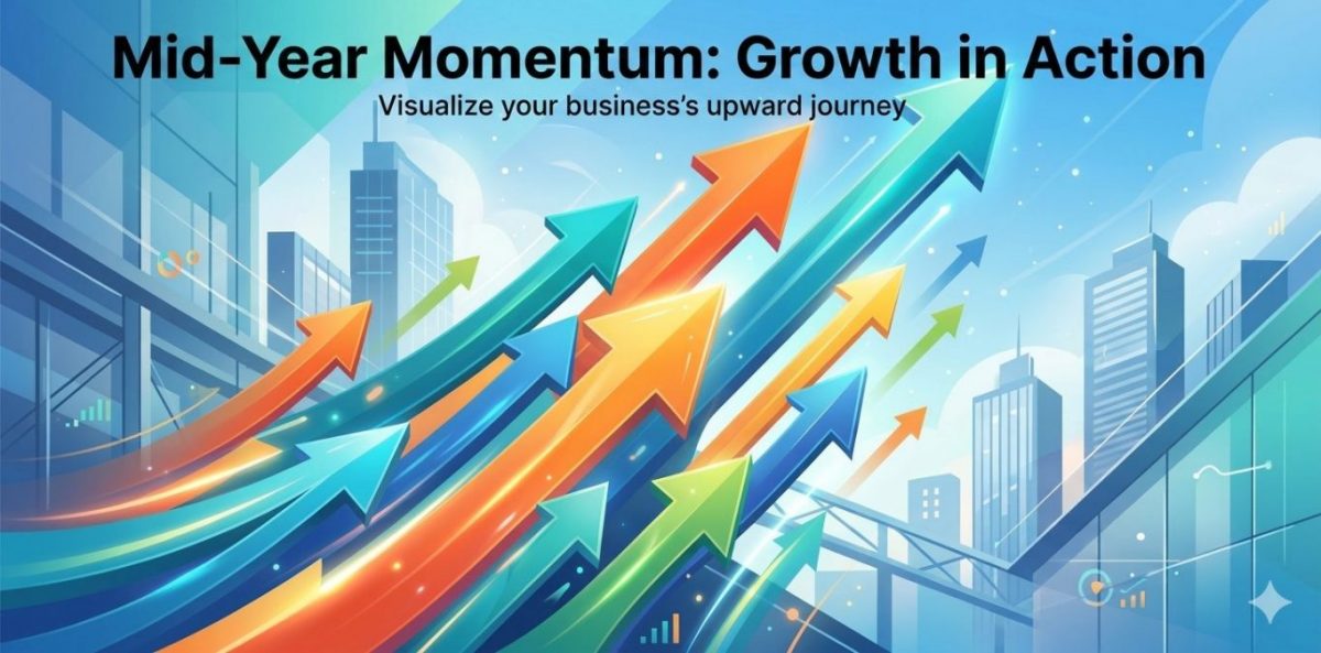 Ascending arrows symbolizing business growth and momentum