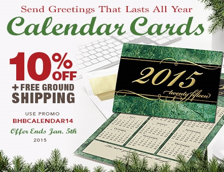 Calendar card sale: 10 percent off