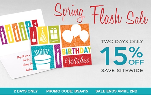 Spring Flash Sale – 15 percent off any order
